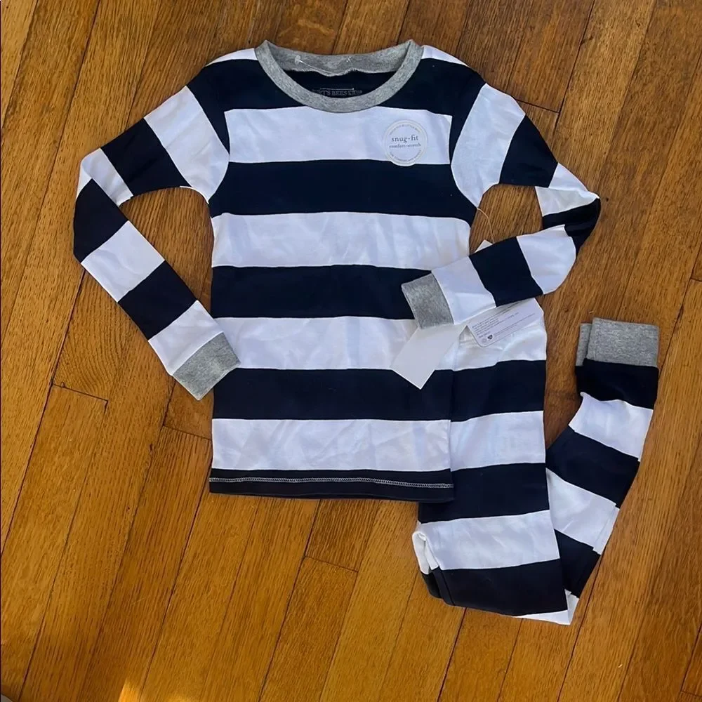 Kids Striped Pajamas - Navy and White